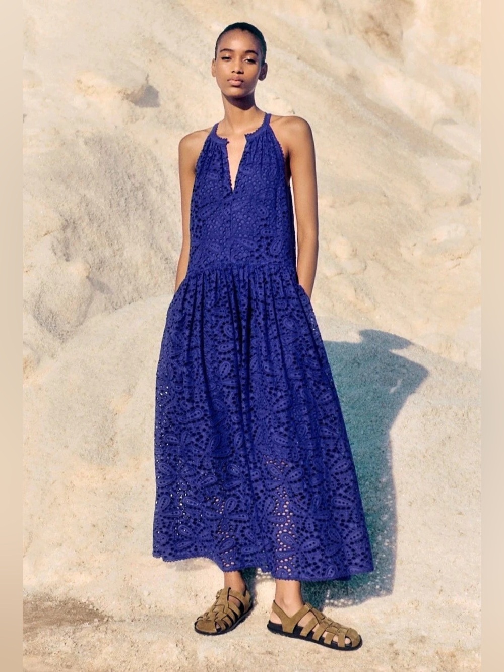 ME+EM Cotton Broderie Anglaise Maxi Dress Sz 8 UK